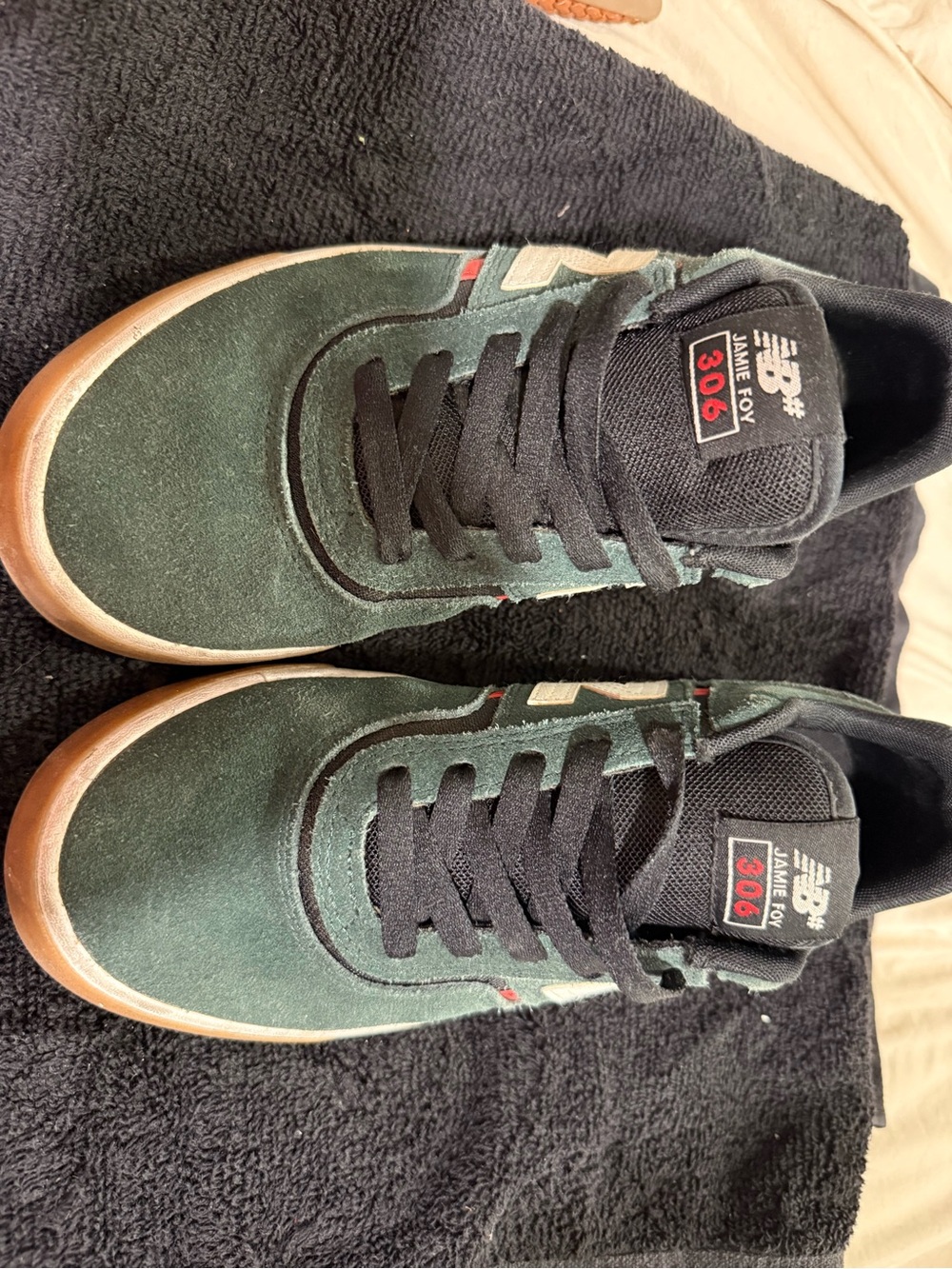 New Balance Men's Green Suede Sneakers with Gum Sole